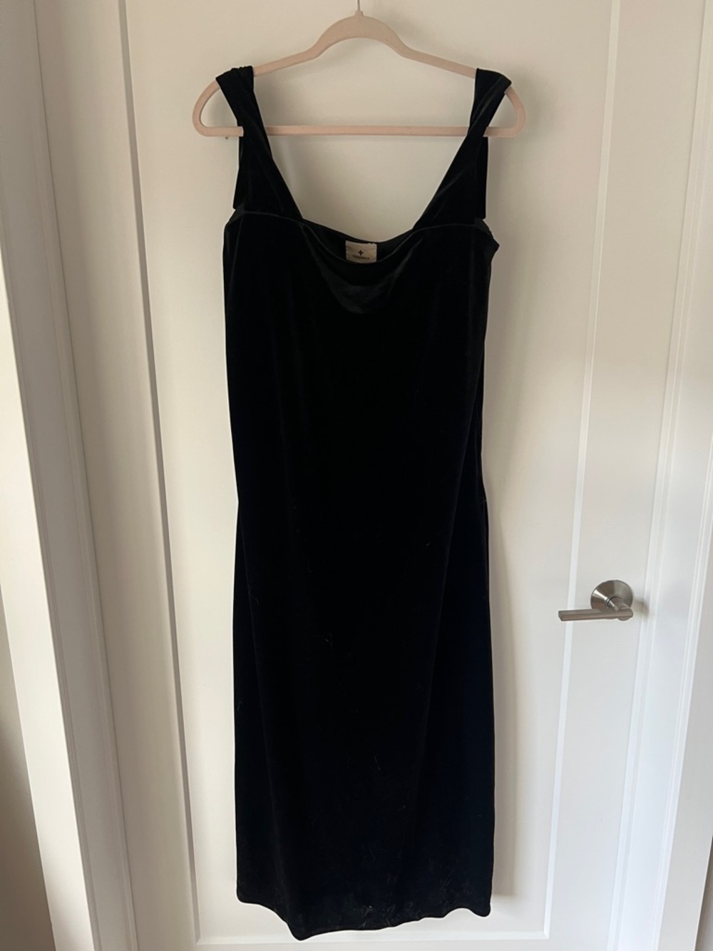 Tuckernuck Classic Black Velvet Off Shoulder Slip Dress